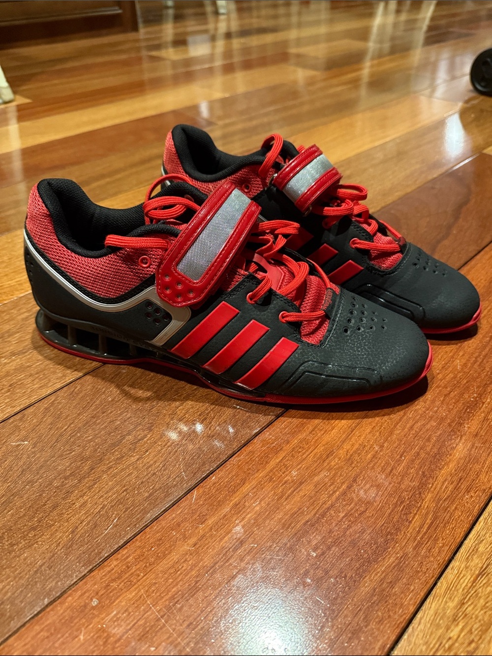 Men's Adidas Adipower Weightlifting Black & Red Athletic Shoes